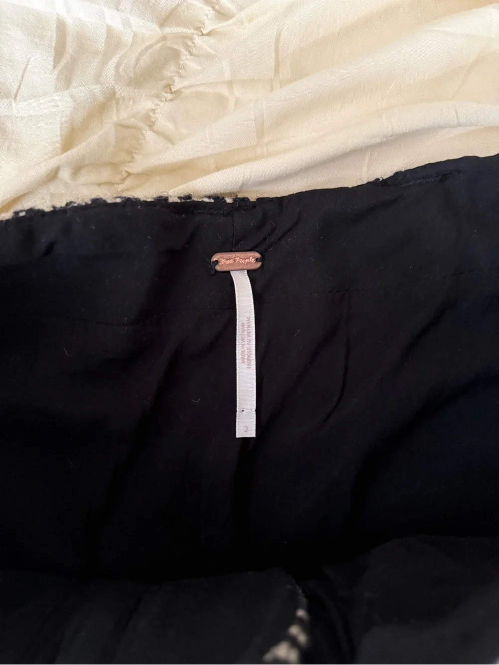 Free People Black & Brown Herringbone Micro Mini Skirt